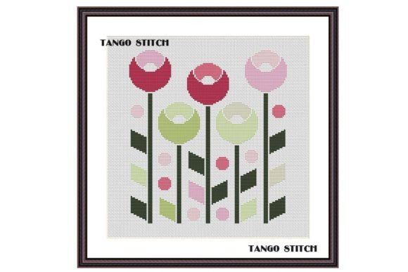 Abstract Spring Flowers Cross Stitch Art
