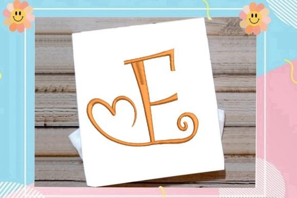 Beautiful Monogram E Letter Heart