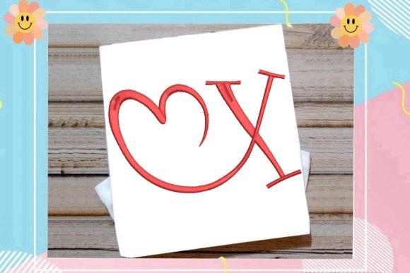 Beautiful Monogram X Letter Heart