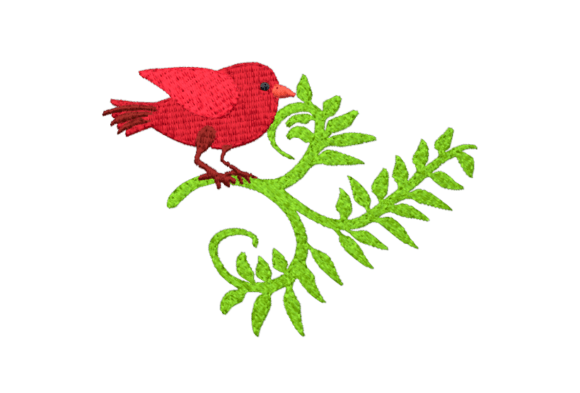 Bird with Twig: A Cheerful Embroidery Design for Boutique Apparel