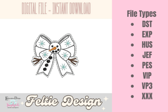 Christmas Coquette Bow ITH Feltie
