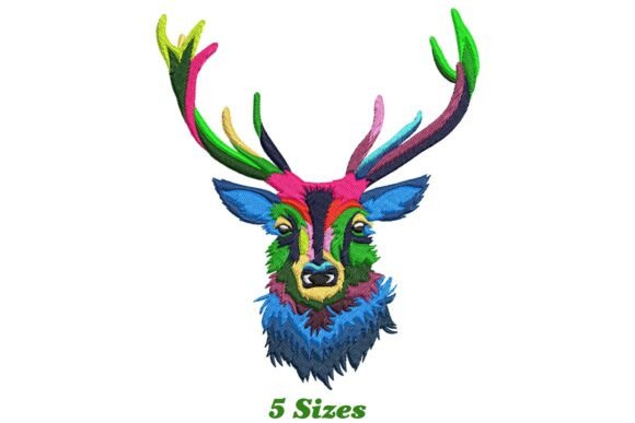 Colorful Deer Embroidery Design