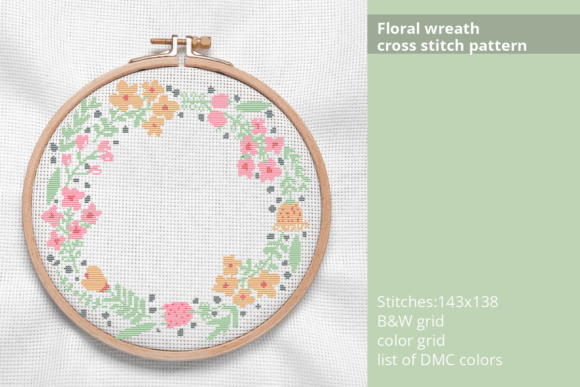 Floral Wreath Cross Stitch Pattern