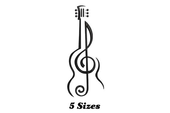 Guitar Music Embroidery Design
