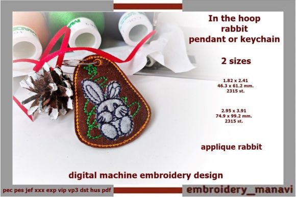 In the Hoop Rabbit Pendant or Keychain