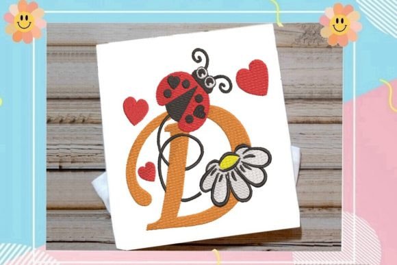 Ladybug D Letter Monogram