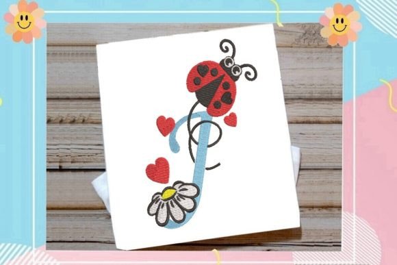 Ladybug J Letter Monogram