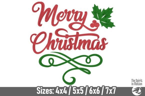 Merry Christmas and Holly Leaves