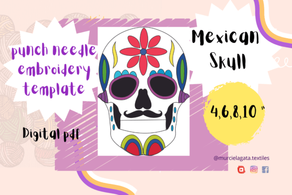 Mexican Skull Punch Needle Template