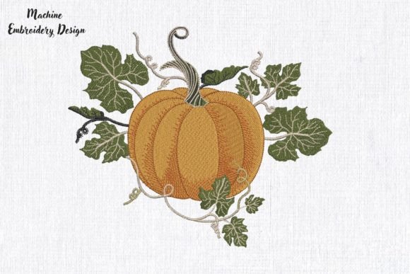 Orange Pumpkin with Green Leaves