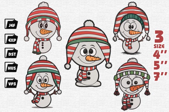 Set of 5 Snowmen Christmas