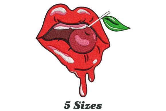 Woman Girl Lips with a Cherry