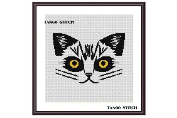 Yellow Eyes Black Cat Easy Cross Stitch